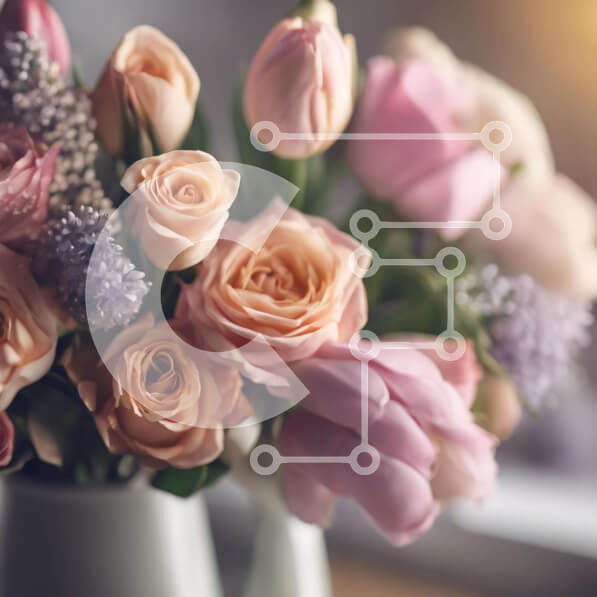 Σετ των 2 Intra Συλλεκτικό Ξύλινο Παζλ Plywood  4mm - Floral σύνθεση με ροζ και μωβ τριαντάφυλλα σε λευκό βάζο Σε Ξύλινο Κουτί - Διαστάσεις: 10x10 cm – 25 κομμάτια