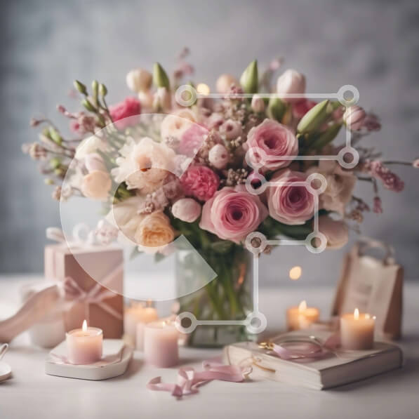 Σετ των 2 Intra Συλλεκτικό Ξύλινο Παζλ Plywood  4mm - Σύνθεση δώρου με λουλούδια, κεριά και βιβλία Σε Ξύλινο Κουτί - Διαστάσεις: 10x10 cm – 25 κομμάτια