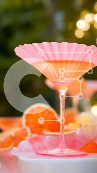 Intra Συλλεκτικό Ξύλινο Παζλ Plywood  4mm - Ροζ ποτήρι Martini με φέτα πορτοκαλιού και πορτοκάλια Σε Ξύλινο Κουτί - Διαστάσεις: 10x10 cm – 25 κομμάτια