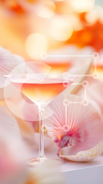 Intra Συλλεκτικό Ξύλινο Παζλ Plywood  4mm - Ποτήρι Martini με Ροζ Υγρό και Ροζ Λουλούδια Σε Ξύλινο Κουτί - Διαστάσεις: 10x10 cm – 25 κομμάτια