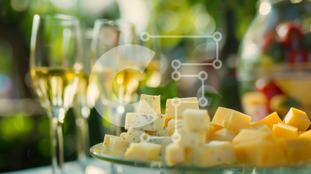 Σετ των 2 Intra Συλλεκτικό Ξύλινο Παζλ Plywood  4mm - Πιατέλα με τυρί, ποτήρια κρασιού και διάφορα είδη διατροφής Σε Ξύλινο Κουτί - Διαστάσεις: 10x10 cm – 25 κομμάτια