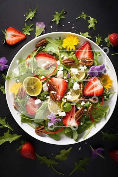 Σετ των 2 Intra Συλλεκτικό Ξύλινο Παζλ Plywood  4mm - Πολύχρωμη σαλάτα με φράουλες, λεμόνια, ξηρούς καρπούς και λουλούδια Σε Ξύλινο Κουτί - Διαστάσεις: 10x10 cm – 25 κομμάτια