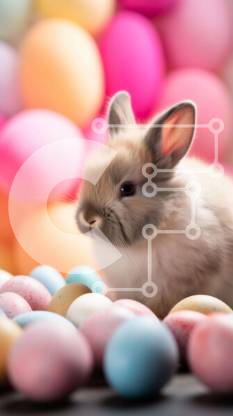 Σετ των 2 Intra Συλλεκτικό Ξύλινο Παζλ Plywood  4mm - Χαριτωμένο λαγουδάκι και πολύχρωμα πασχαλινά αυγά σε φυσικό βιότοπο Σε Ξύλινο Κουτί - Διαστάσεις: 10x10 cm – 25 κομμάτια