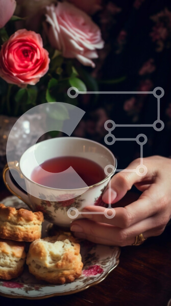 Intra Συλλεκτικό Ξύλινο Παζλ Plywood  4mm - Φλιτζάνι τσάι με μπισκότα και λουλούδια Σε Ξύλινο Κουτί - Διαστάσεις: 10x10 cm – 25 κομμάτια