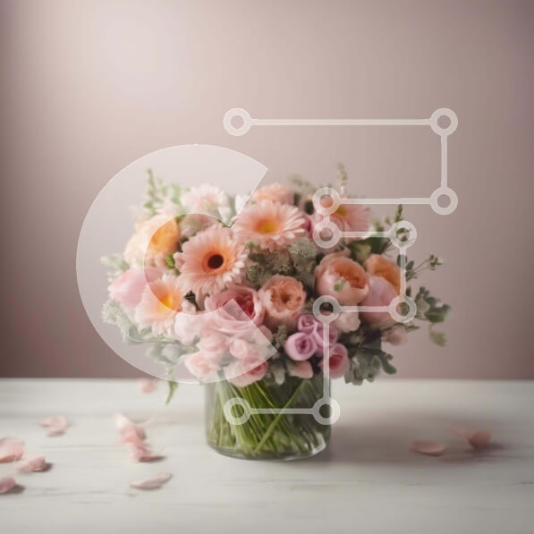 Σετ των 2 Intra Συλλεκτικό Ξύλινο Παζλ Plywood  4mm - Ροζ και ροδακινί ανθοσύνθεση σε διάφανο βάζο Σε Ξύλινο Κουτί - Διαστάσεις: 10x10 cm – 25 κομμάτια