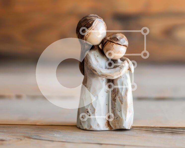 Intra Συλλεκτικό Ξύλινο Παζλ Plywood  4mm - Ξύλινο ειδώλιο δύο ανθρώπων που αγκαλιάζονται Σε Ξύλινο Κουτί - Διαστάσεις Puzzle: 10x10 cm – 25 κομμάτια