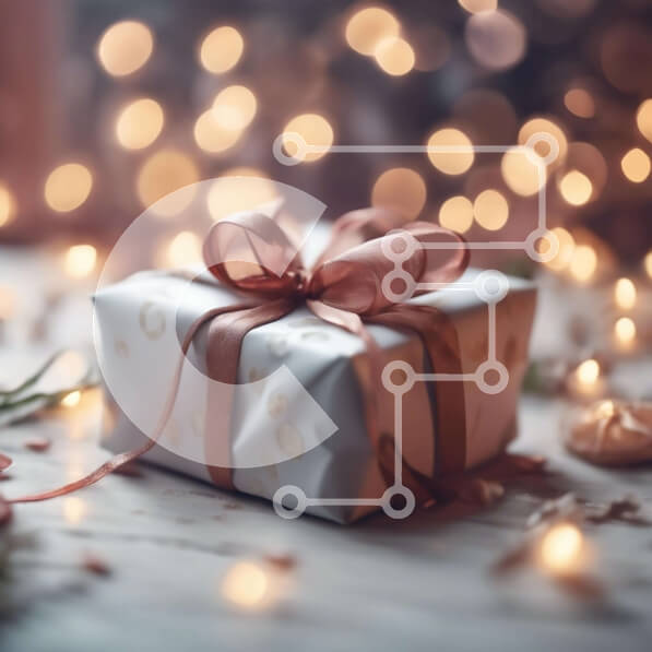 Intra Συλλεκτικό Ξύλινο Παζλ Plywood  4mm - Εορταστικό λευκό δώρο σε διακοσμημένο τραπέζι Σε Ξύλινο Κουτί - Διαστάσεις: 10x10 cm – 25 κομμάτια