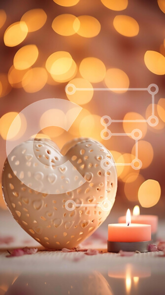 Intra Συλλεκτικό Ξύλινο Παζλ Plywood  4mm - Ρομαντικό λευκό βάζο σε σχήμα καρδιάς με αναμμένα κεριά Σε Ξύλινο Κουτί - Διαστάσεις Puzzle: 10x10 cm – 25 κομμάτια