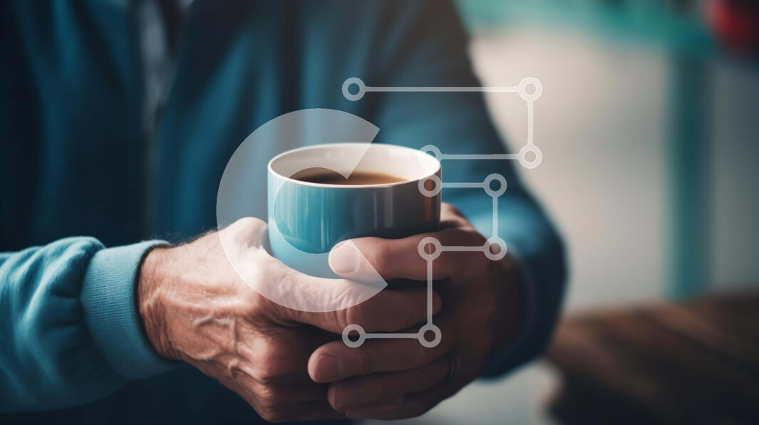 Intra Συλλεκτικό Ξύλινο Παζλ Plywood  4mm - Άτομο που κρατά ένα φλιτζάνι καφέ Σε Ξύλινο Κουτί - Διαστάσεις Puzzle: 10x10 cm – 25 κομμάτια