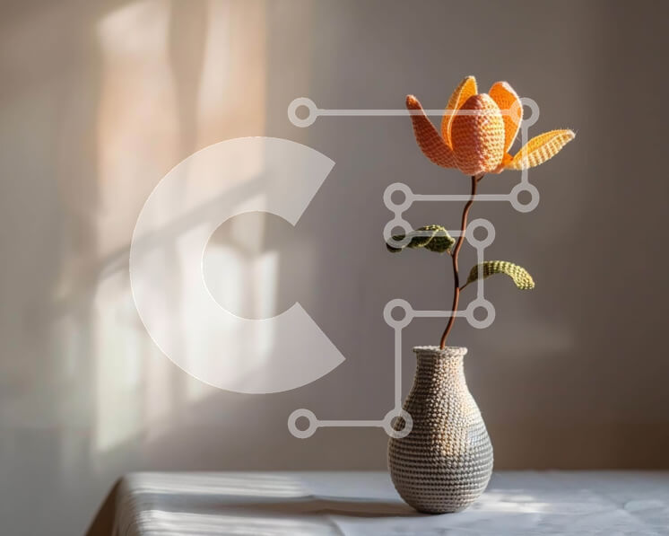 Intra Συλλεκτικό Ξύλινο Παζλ Plywood  4mm - Λευκό βάζο με πορτοκαλί λουλούδι Σε Ξύλινο Κουτί - Διαστάσεις: 10x10 cm – 25 κομμάτια