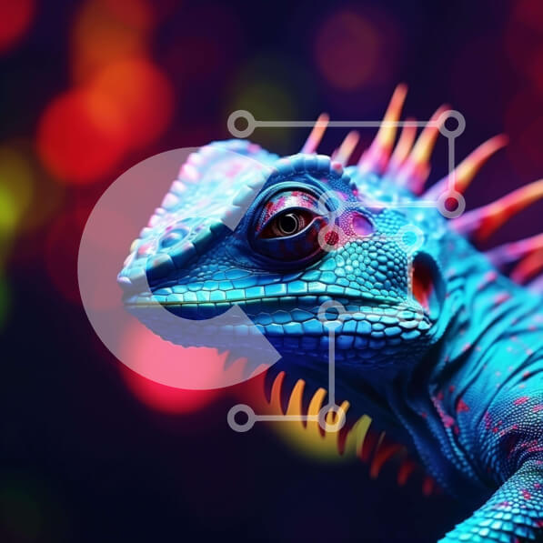 Intra Συλλεκτικό Ξύλινο Παζλ Plywood  4mm - Πολύχρωμη σαύρα με φωτεινές αιχμές Σε Ξύλινο Κουτί - Διαστάσεις: 10x10 cm – 25 κομμάτια