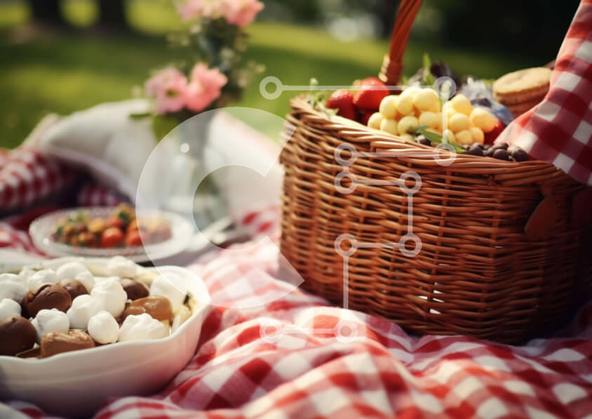 Σετ των 2 Intra Συλλεκτικό Ξύλινο Παζλ Plywood  4mm - Καλάθι για πικνίκ με φαγητό, επιδόρπια, φρούτα και λαχανικά Σε Ξύλινο Κουτί - Διαστάσεις: 10x10 cm – 25 κομμάτια