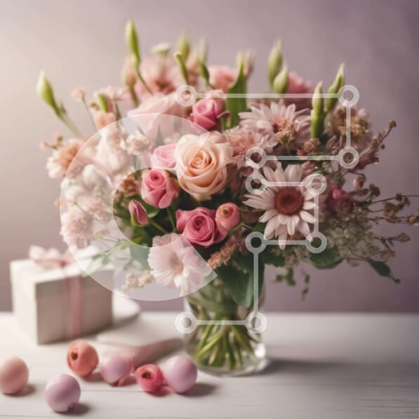 Σετ των 2 Intra Συλλεκτικό Ξύλινο Παζλ Plywood  4mm - Γυάλινο βάζο με ροζ τριαντάφυλλα και κουτί σε σχήμα αυγού Σε Ξύλινο Κουτί - Διαστάσεις: 10x10 cm – 25 κομμάτια