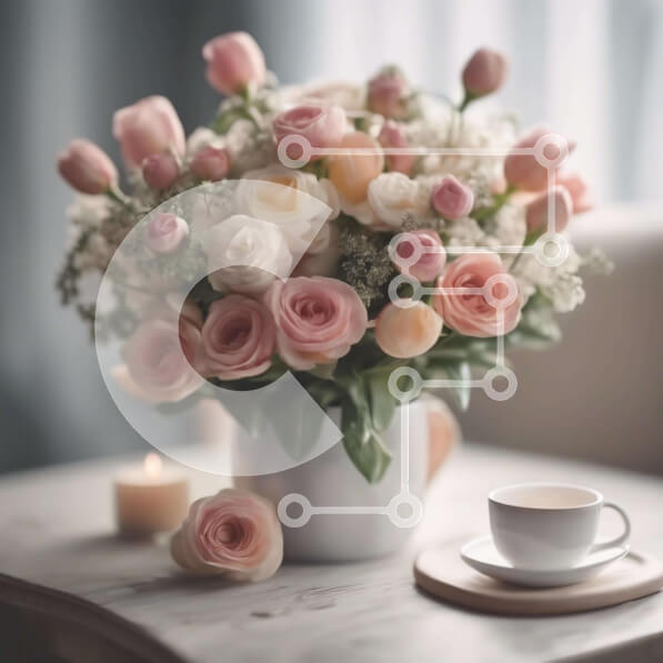 Σετ των 2 Intra Συλλεκτικό Ξύλινο Παζλ Plywood  4mm - Ρομαντικό τραπέζι με τριαντάφυλλα, φλιτζάνια καφέ και κερί Σε Ξύλινο Κουτί - Διαστάσεις: 10x10 cm – 25 κομμάτια