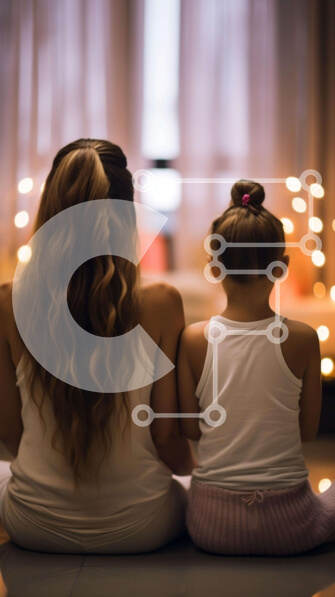 Intra Συλλεκτικό Ξύλινο Παζλ Plywood  4mm - Μητέρα και κόρη ασχολούνται με δραστηριότητα μπροστά στα φώτα Σε Ξύλινο Κουτί - Διαστάσεις Puzzle: 10x10 cm – 25 κομμάτια