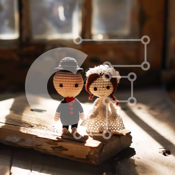 Intra Συλλεκτικό Ξύλινο Παζλ Plywood  4mm - Κροσέ κούκλες γάμου στο βιβλίο Σε Ξύλινο Κουτί - Διαστάσεις Puzzle: 10x10 cm – 25 κομμάτια