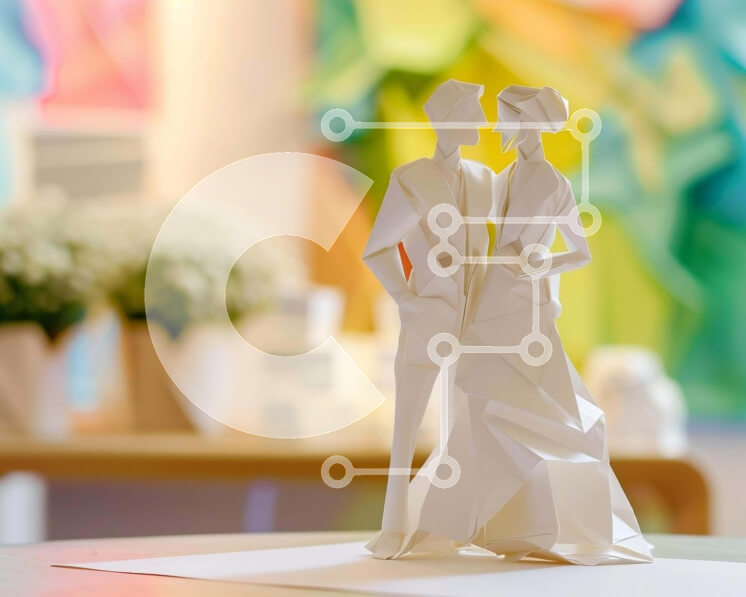 Intra Συλλεκτικό Ξύλινο Παζλ Plywood  4mm - Origami Γλυπτό Άνδρας και Γυναίκας Σε Ξύλινο Κουτί - Διαστάσεις Puzzle: 10x10 cm – 25 κομμάτια