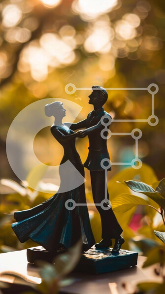 Intra Συλλεκτικό Ξύλινο Παζλ Plywood  4mm - Άγαλμα του ζεύγους που χορεύει σε υπαίθριο σκηνικό Σε Ξύλινο Κουτί - Διαστάσεις Puzzle: 10x10 cm – 25 κομμάτια