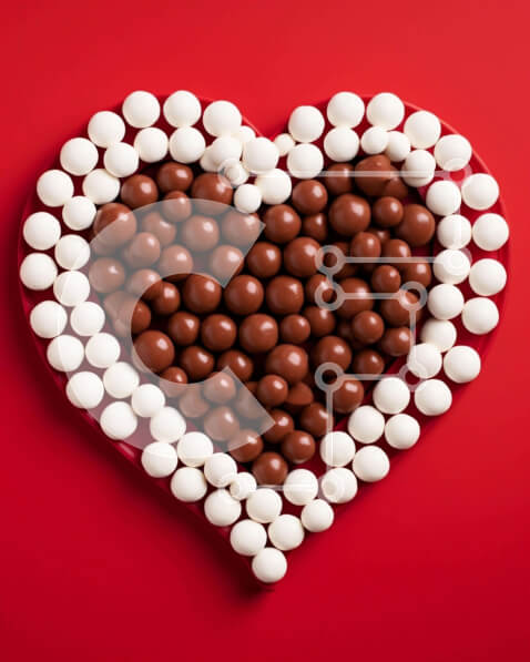 Intra Συλλεκτικό Ξύλινο Παζλ Plywood  4mm - Σοκολάτα σε σχήμα καρδιάς και λευκή σύνθεση M&amp;M Σε Ξύλινο Κουτί - Διαστάσεις: 10x10 cm – 25 κομμάτια