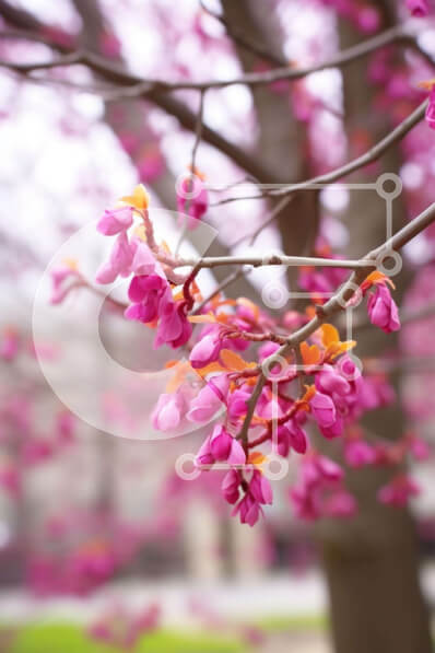 Σετ των 2 Intra Συλλεκτικό Ξύλινο Παζλ Plywood  4mm - Κλαδί δέντρου με ροζ ανθισμένα λουλούδια Σε Ξύλινο Κουτί - Διαστάσεις: 10x10 cm – 25 κομμάτια