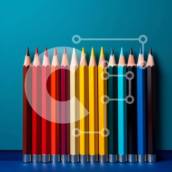 Intra Συλλεκτικό Ξύλινο Παζλ Plywood  4mm - Πολύχρωμα μολύβια σε μπλε φόντο Σε Ξύλινο Κουτί - Διαστάσεις: 10x10 cm – 25 κομμάτια