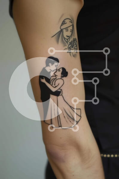 Intra Συλλεκτικό Ξύλινο Παζλ Plywood  4mm - Ασπρόμαυρο τατουάζ γάμου Σε Ξύλινο Κουτί - Διαστάσεις Puzzle: 10x10 cm – 25 κομμάτια