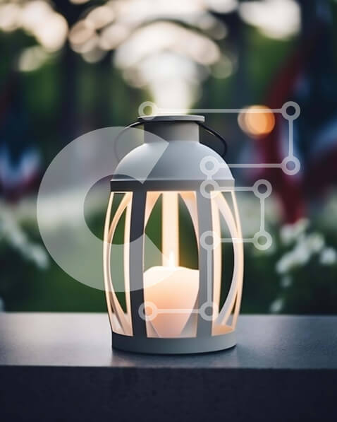 Intra Συλλεκτικό Ξύλινο Παζλ Plywood  4mm - Λευκό φανάρι και αμερικανικές σημαίες Σε Ξύλινο Κουτί - Διαστάσεις: 10x10 cm – 25 κομμάτια