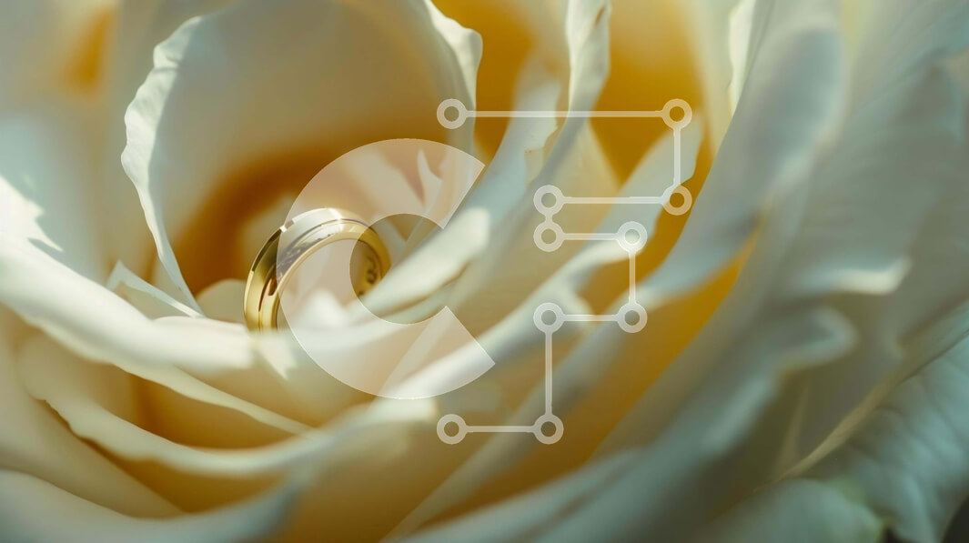 Intra Συλλεκτικό Ξύλινο Παζλ Plywood  4mm - Χρυσή βέρα σε λευκό τριαντάφυλλο Σε Ξύλινο Κουτί - Διαστάσεις Puzzle: 10x10 cm – 25 κομμάτια