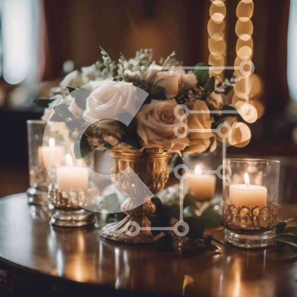 Σετ των 2 Intra Συλλεκτικό Ξύλινο Παζλ Plywood  4mm - Πολυτελές χρυσό βάζο με τριαντάφυλλα και κεριά Σε Ξύλινο Κουτί - Διαστάσεις: 10x10 cm – 25 κομμάτια