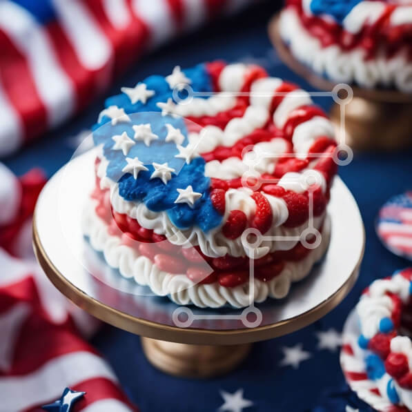 Σετ των 2 Intra Συλλεκτικό Ξύλινο Παζλ Plywood  4mm - Τούρτα με Πατριωτικό Θέμα με Κόκκινο, Λευκό και Μπλε παγετό Σε Ξύλινο Κουτί - Διαστάσεις: 10x10 cm – 25 κομμάτια