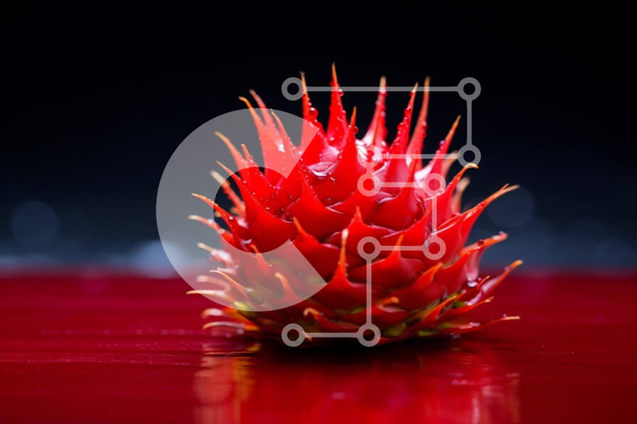 Intra Συλλεκτικό Ξύλινο Παζλ Plywood  4mm - Αιχμηρά κόκκινα φρούτα σε πορτοκαλί φόντο με σταγονίδια νερού Σε Ξύλινο Κουτί - Διαστάσεις: 10x10 cm – 25 κομμάτια