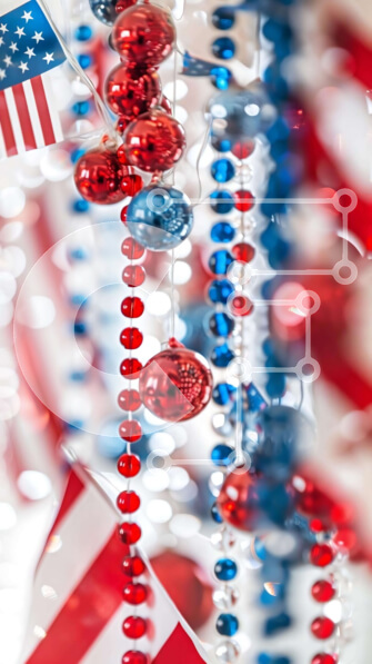 Intra Συλλεκτικό Ξύλινο Παζλ Plywood  4mm - Πατριωτικές κόκκινες, λευκές και μπλε χάντρες με διακόσμηση αμερικανικής σημαίας Σε Ξύλινο Κουτί - Διαστάσεις Puzzle: 10x10 cm – 25 κομμάτια