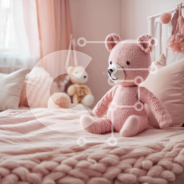 Intra Συλλεκτικό Ξύλινο Παζλ Plywood  4mm - Άνετο υπνοδωμάτιο με ροζ αρκουδάκι Σε Ξύλινο Κουτί - Διαστάσεις Puzzle: 10x10 cm – 25 κομμάτια