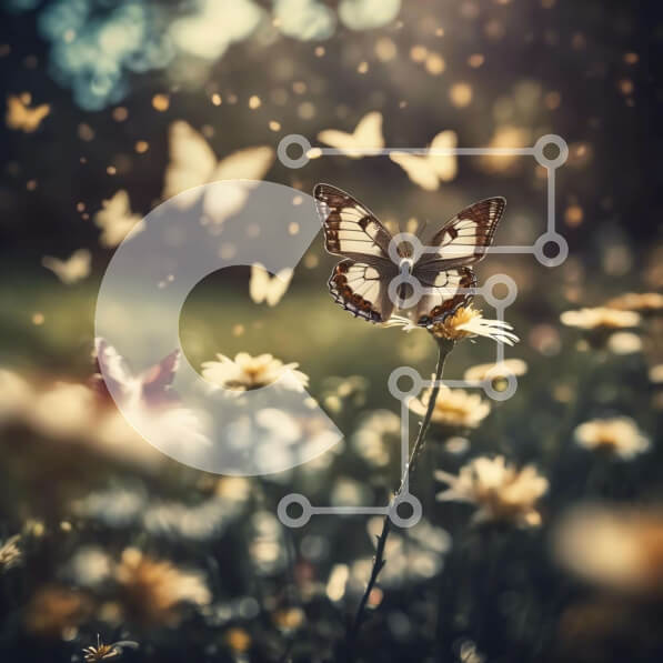 Intra Συλλεκτικό Ξύλινο Παζλ Plywood  4mm - Πεταλούδα σκαρφαλωμένη σε μαργαρίτες και λουλούδια Σε Ξύλινο Κουτί - Διαστάσεις: 10x10 cm – 25 κομμάτια