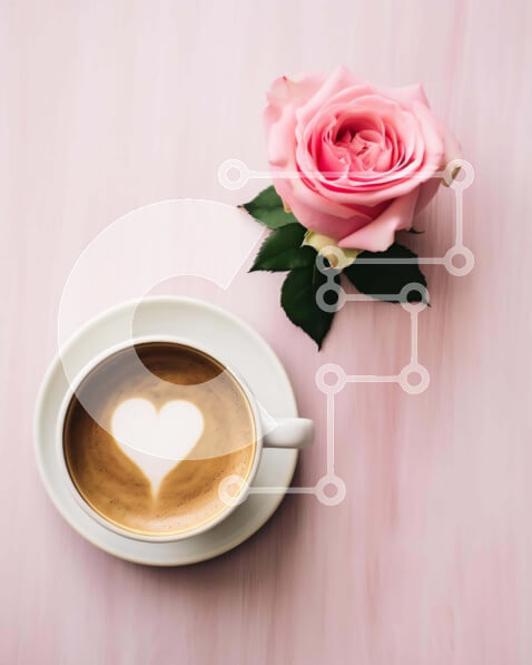 Σετ των 2 Intra Συλλεκτικό Ξύλινο Παζλ Plywood  4mm - Ρομαντικό σκηνικό καφέ με ροζ τριαντάφυλλα Σε Ξύλινο Κουτί - Διαστάσεις: 10x10 cm – 25 κομμάτια