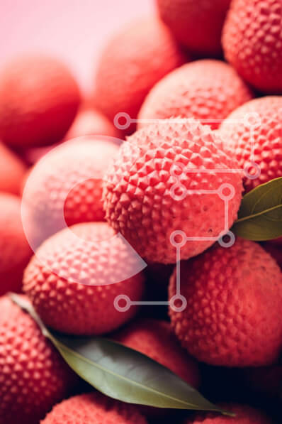 Σετ των 2 Intra Συλλεκτικό Ξύλινο Παζλ Plywood  4mm - Σωρός από φρέσκα κόκκινα λίτσι με πράσινο φύλλο Σε Ξύλινο Κουτί - Διαστάσεις: 10x10 cm – 25 κομμάτια