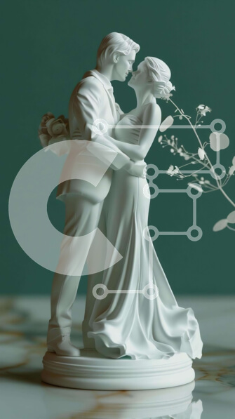 Intra Συλλεκτικό Ξύλινο Παζλ Plywood  4mm - Λευκό ειδώλιο ζευγαριού που κρατά τα χέρια και φιλιέται Σε Ξύλινο Κουτί - Διαστάσεις Puzzle: 10x10 cm – 25 κομμάτια