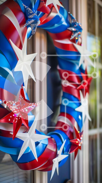 Intra Συλλεκτικό Ξύλινο Παζλ Plywood  4mm - Εορταστικός στολισμός στεφάνου 4ης Ιουλίου Σε Ξύλινο Κουτί - Διαστάσεις: 10x10 cm – 25 κομμάτια