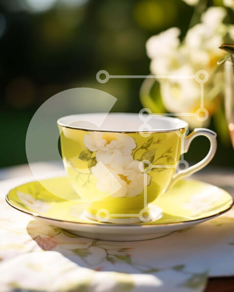 Σετ των 2 Intra Συλλεκτικό Ξύλινο Παζλ Plywood  4mm - Σκηνή φλιτζάνι πράσινου τσαγιού και ποτήρια κρασιού Σε Ξύλινο Κουτί - Διαστάσεις: 10x10 cm – 25 κομμάτια