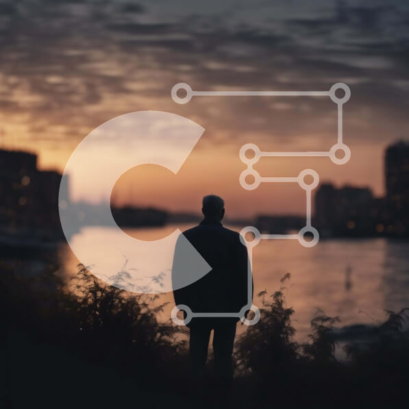 Intra Συλλεκτικό Ξύλινο Παζλ Plywood  4mm - Άτομο που παρακολουθεί το ηλιοβασίλεμα στην ακτή Σε Ξύλινο Κουτί - Διαστάσεις: 10x10 cm – 25 κομμάτια