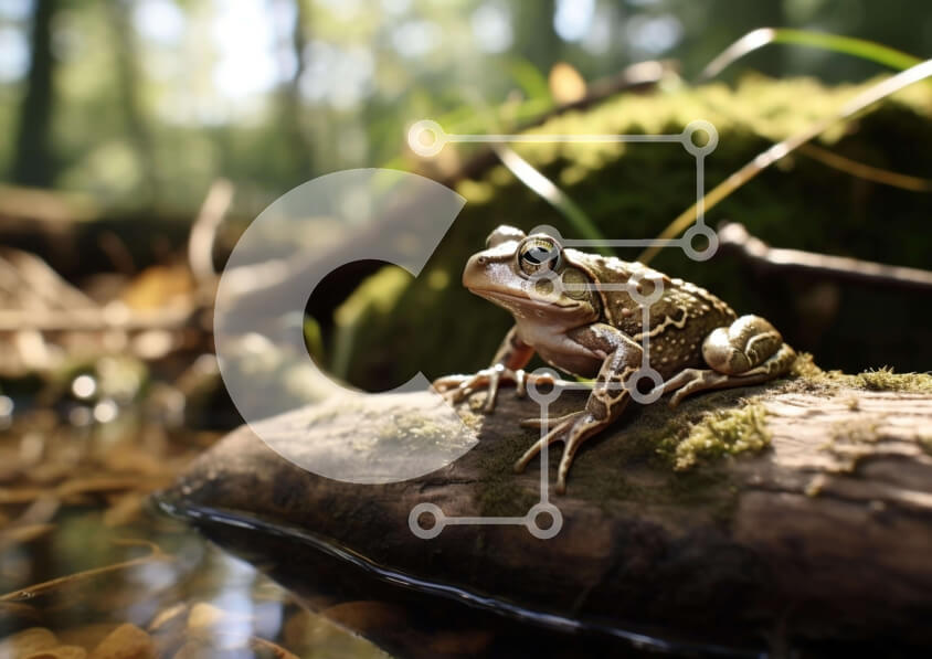 Intra Συλλεκτικό Ξύλινο Παζλ Plywood  4mm - Μικρός βάτραχος στο παλιό κούτσουρο στο δάσος Σε Ξύλινο Κουτί - Διαστάσεις: 10x10 cm – 25 κομμάτια