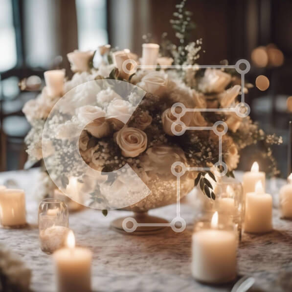 Σετ των 2 Intra Συλλεκτικό Ξύλινο Παζλ Plywood  4mm - Κομψό τραπέζι με λευκά τριαντάφυλλα και κεριά Σε Ξύλινο Κουτί - Διαστάσεις: 10x10 cm – 25 κομμάτια