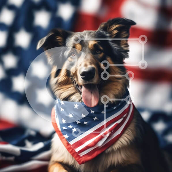 Intra Συλλεκτικό Ξύλινο Παζλ Plywood  4mm - Happy Dog με American Flag Bandana Σε Ξύλινο Κουτί - Διαστάσεις Puzzle: 10x10 cm – 25 κομμάτια