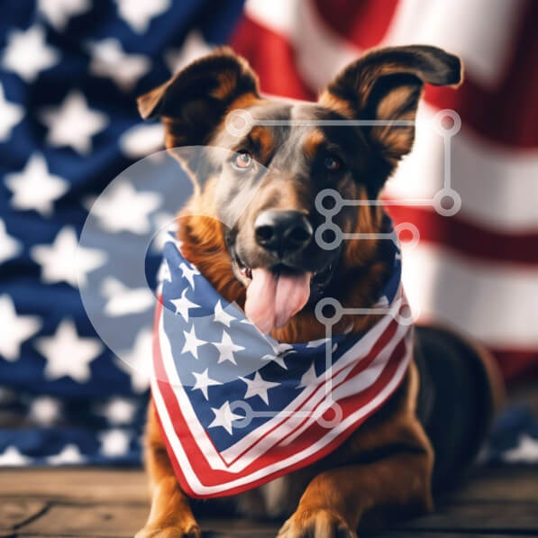 Intra Συλλεκτικό Ξύλινο Παζλ Plywood  4mm - Happy Dog με American Flag Bandana Σε Ξύλινο Κουτί - Διαστάσεις: 10x10 cm – 25 κομμάτια