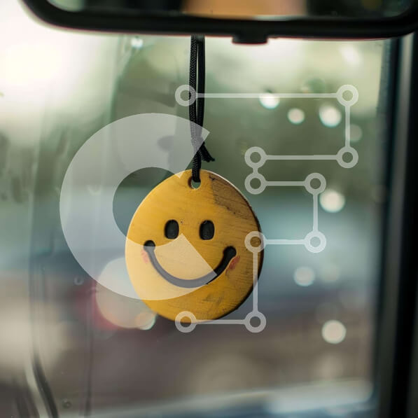 Intra Συλλεκτικό Ξύλινο Παζλ Plywood  4mm - Κίτρινο Smiley αποσμητικό προσώπου σε καθρέφτη αυτοκινήτου Σε Ξύλινο Κουτί - Διαστάσεις Puzzle: 10x10 cm – 25 κομμάτια