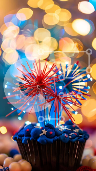 Intra Συλλεκτικό Ξύλινο Παζλ Plywood  4mm - Εορταστικό Cupcake με πυροτεχνήματα Σε Ξύλινο Κουτί - Διαστάσεις: 10x10 cm – 25 κομμάτια