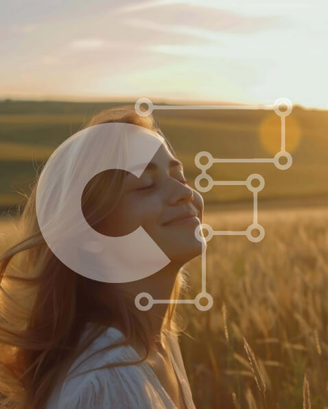 Intra Συλλεκτικό Ξύλινο Παζλ Plywood  4mm - Γυναίκα που απολαμβάνει το ηλιοβασίλεμα σε ένα ανοιχτό πεδίο Σε Ξύλινο Κουτί - Διαστάσεις: 10x10 cm – 25 κομμάτια