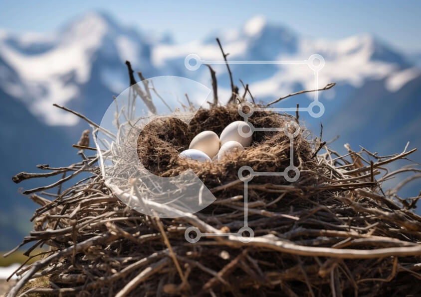 Intra Συλλεκτικό Ξύλινο Παζλ Plywood  4mm - Φωλιά πουλιού με δύο λευκά αυγά Σε Ξύλινο Κουτί - Διαστάσεις: 10x10 cm – 25 κομμάτια