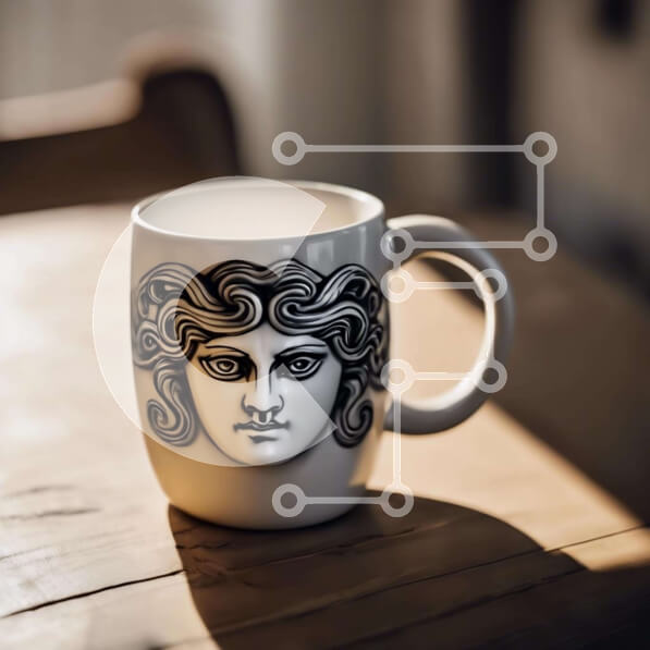 Intra Συλλεκτικό Ξύλινο Παζλ Plywood  4mm - Πολύπλοκα σχεδιασμένη λευκή κούπα καφέ Σε Ξύλινο Κουτί - Διαστάσεις: 10x10 cm – 25 κομμάτια