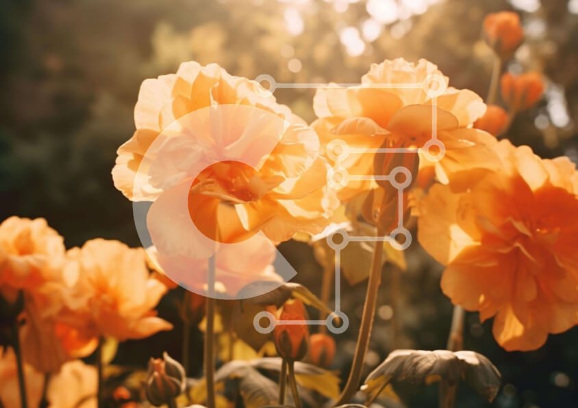 Intra Συλλεκτικό Ξύλινο Παζλ Plywood  4mm - Ομάδα ανθισμένα πορτοκαλί λουλούδια Σε Ξύλινο Κουτί - Διαστάσεις: 10x10 cm – 25 κομμάτια